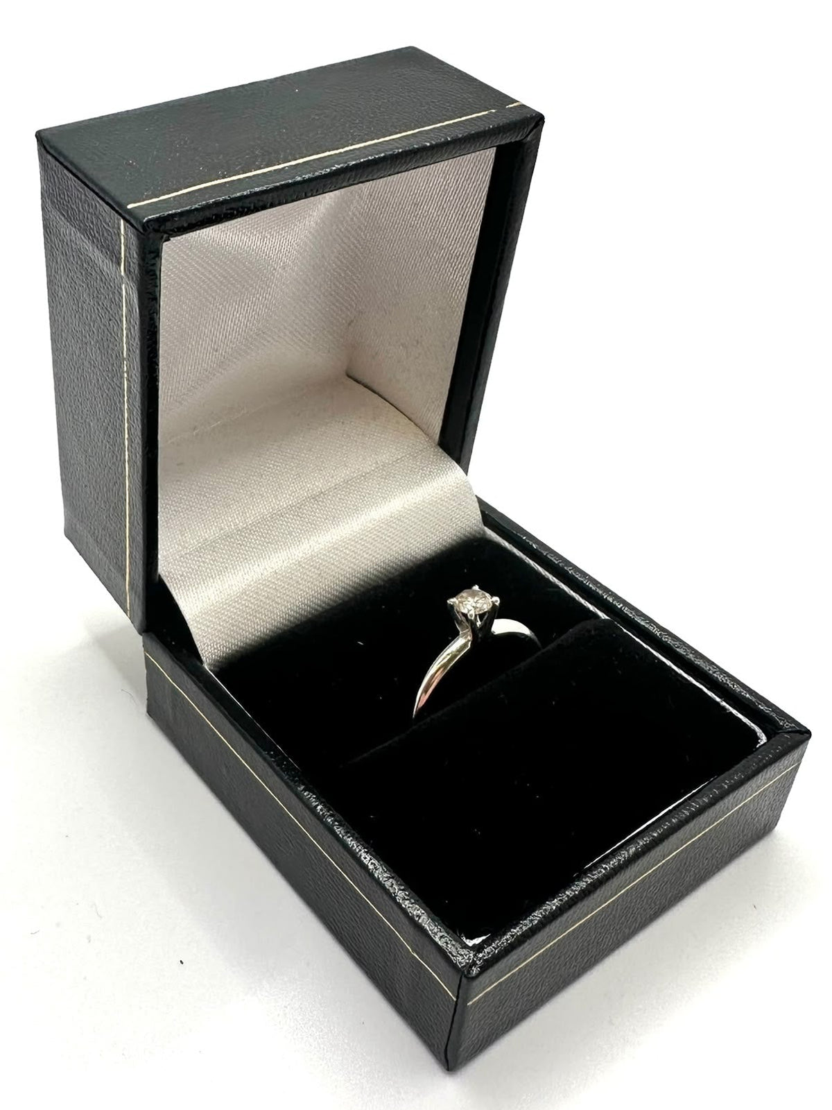 14ct, White Gold, Size N, Single Stone Ring