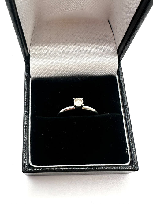 14ct, White Gold, Size N, Single Stone Ring