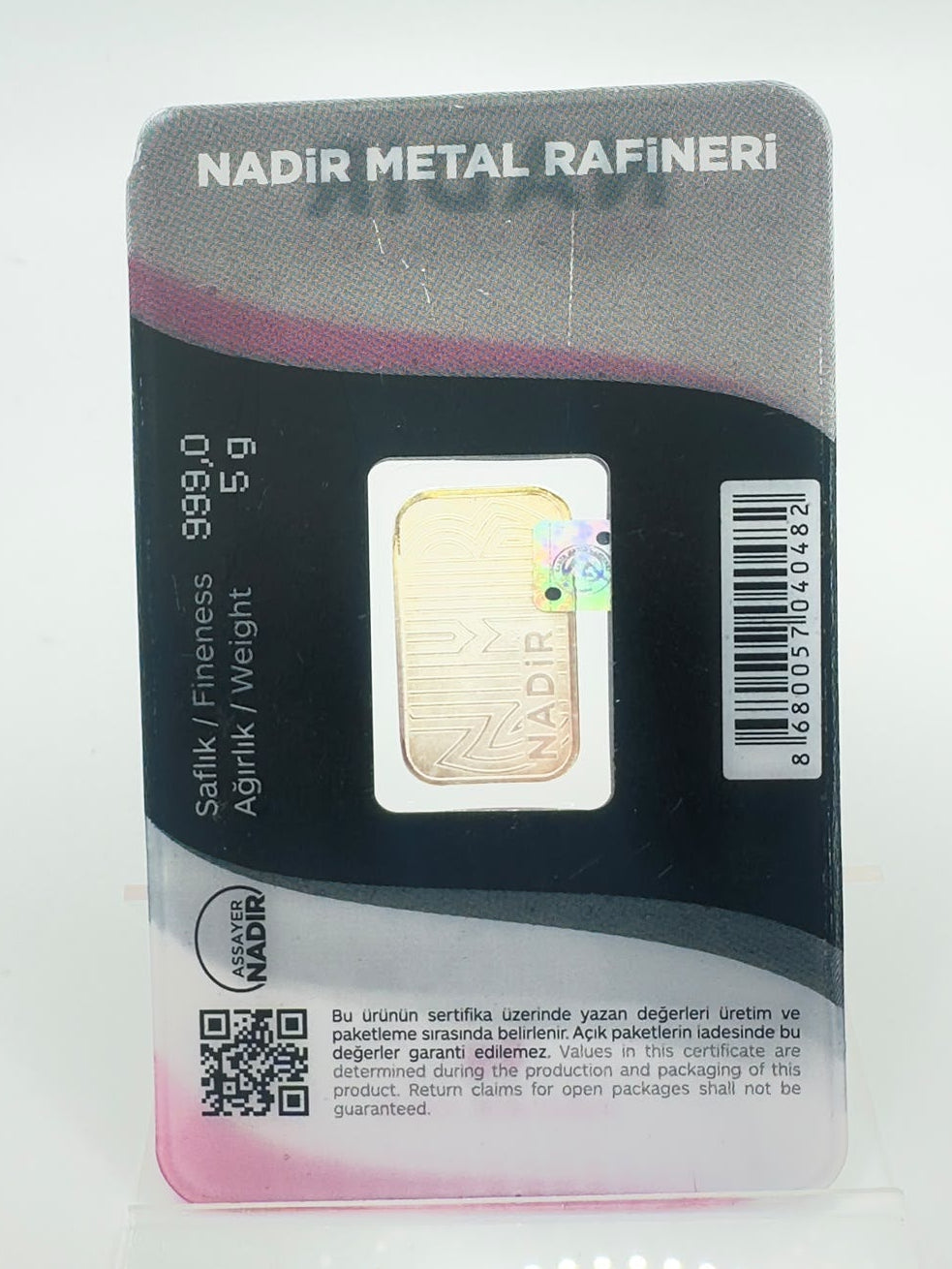 Nadir Metal Rafineri, Silver Bullion, 5g, 999 Silver