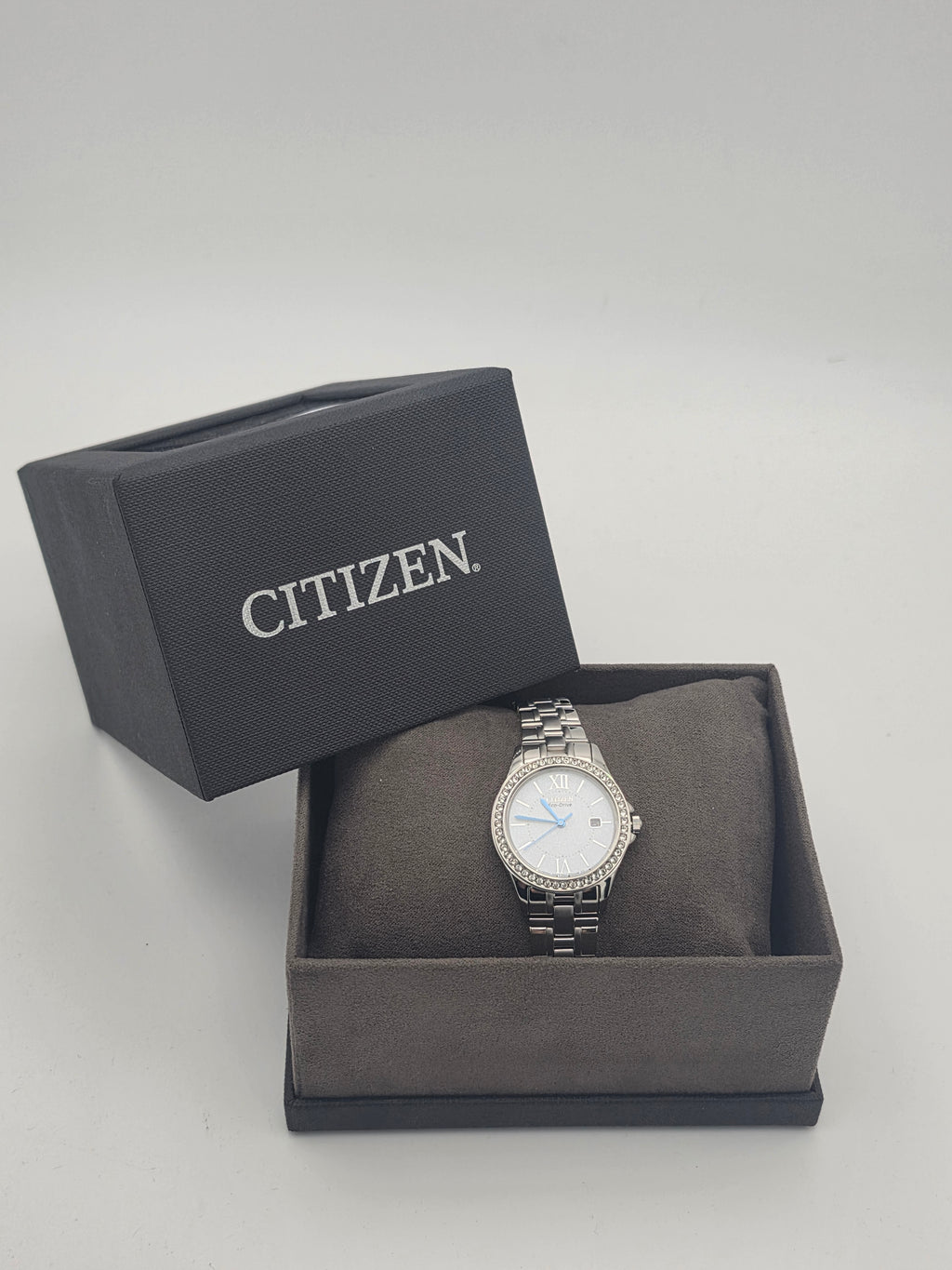 Citizen Ladies Watch Silhouette Crystal Eco-Drive EW1840-51B, Silver, Grade A