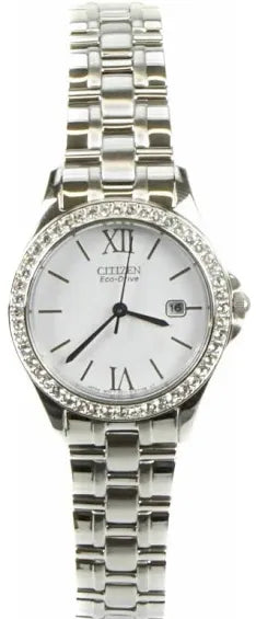 Citizen Ladies Watch Silhouette Crystal Eco-Drive EW1840-51B, Silver, Grade A