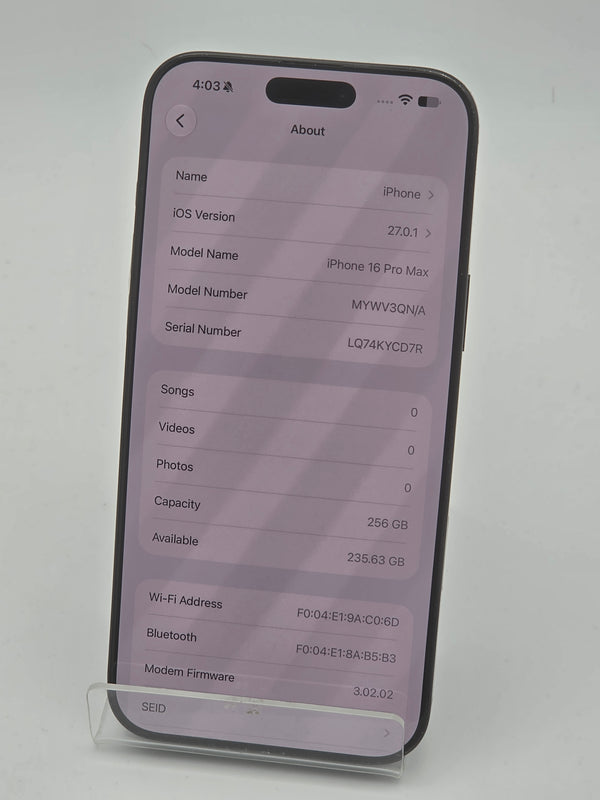Apple iPhone 16 Pro Max 256GB Black, Grade B