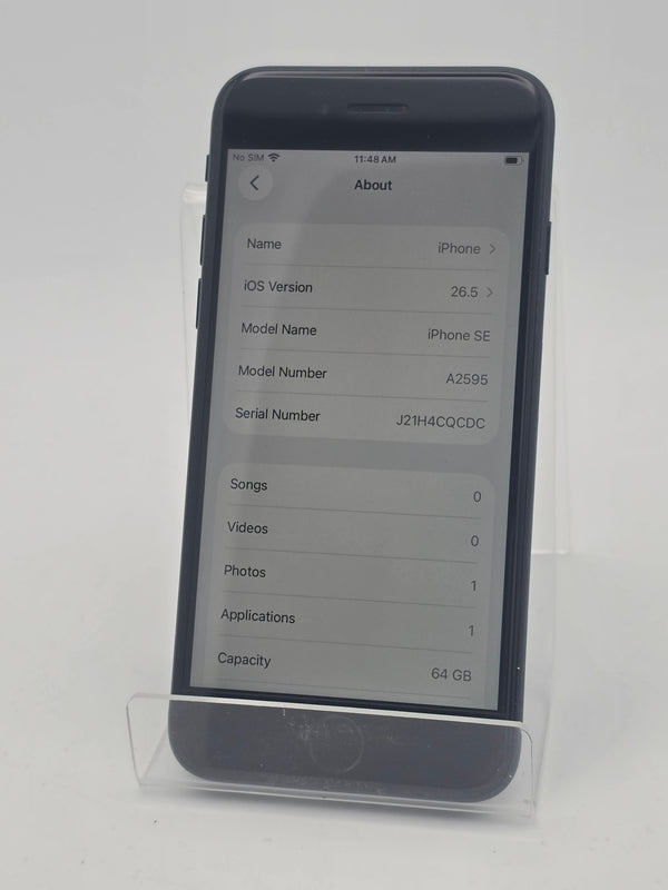 Apple iPhone SE (3rd gen) 64GB Midnight, Grade B