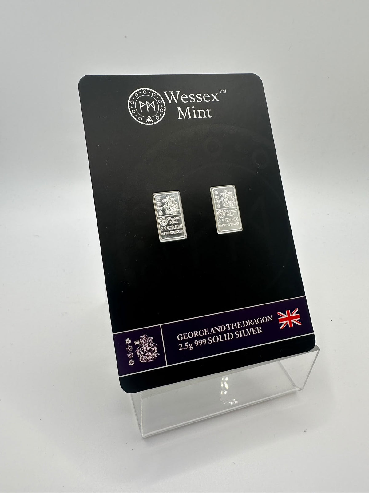 Wessex Mint 2x2.5g Silver George and the Dragon Bars.