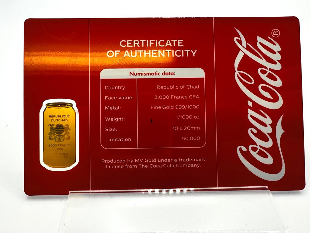 Coca Cola Gold Can, 1/1000 oz, .999 Fine Gold