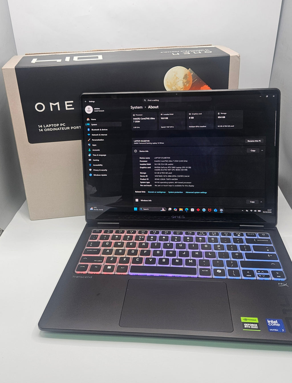 OMEN Transcend 14 gaming laptop 12-fb1505na Black, Grade A