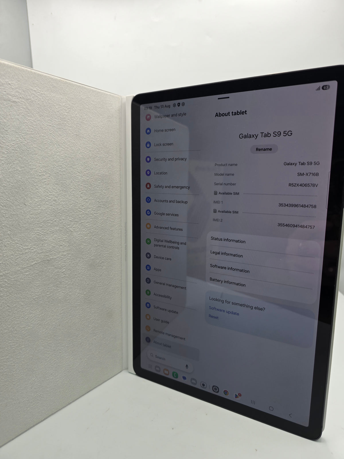 Samsung Tab S9 5G wifi and cellular 128GB Silver, Grade B