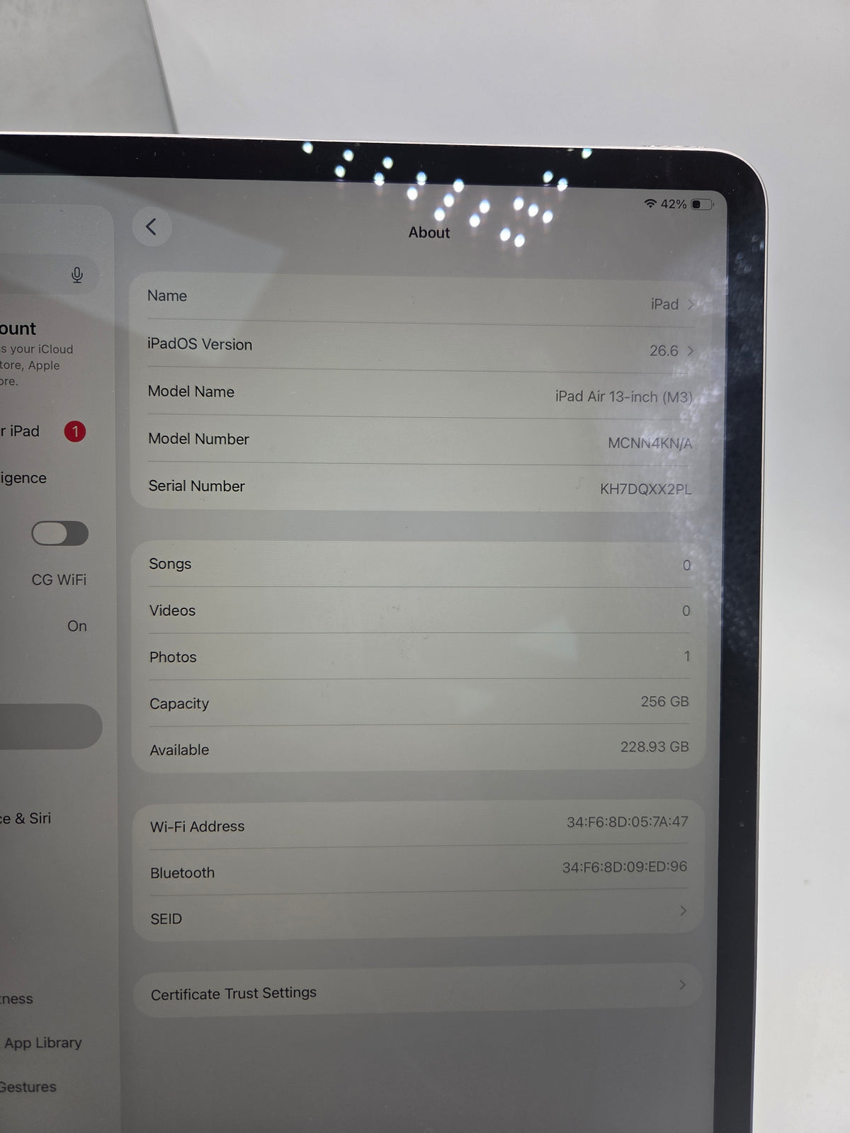 Apple iPad Air 13" M3 256GB Silver, Grade B