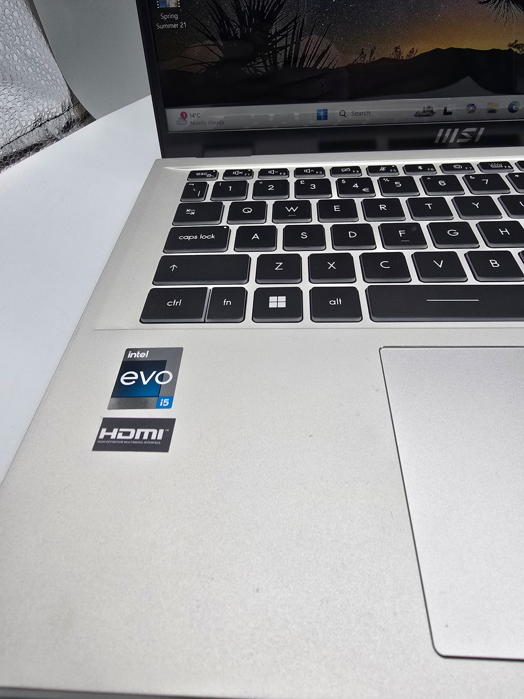 MSI Prestige 14Evo B13M 16GB 512GB SSD Silver, Grade B
