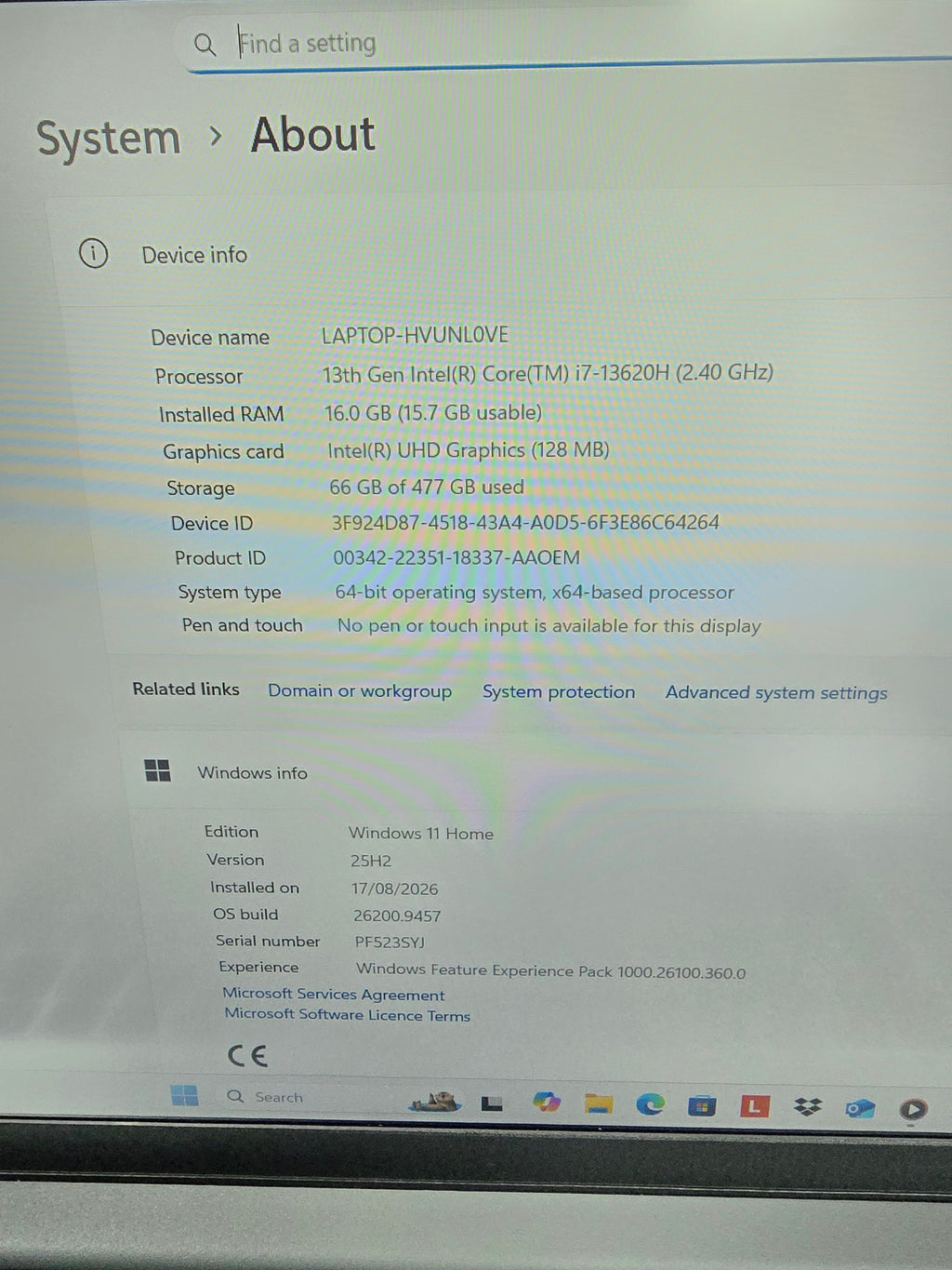 Lenovo Idea Pad Slim 3 16GB RAM 512GB SSD 13th Gen i7 Grey, Grade C