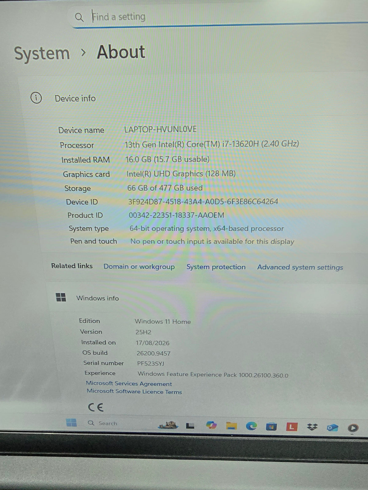 Lenovo Idea Pad Slim 3 16GB RAM 512GB SSD 13th Gen i7 Grey, Grade C