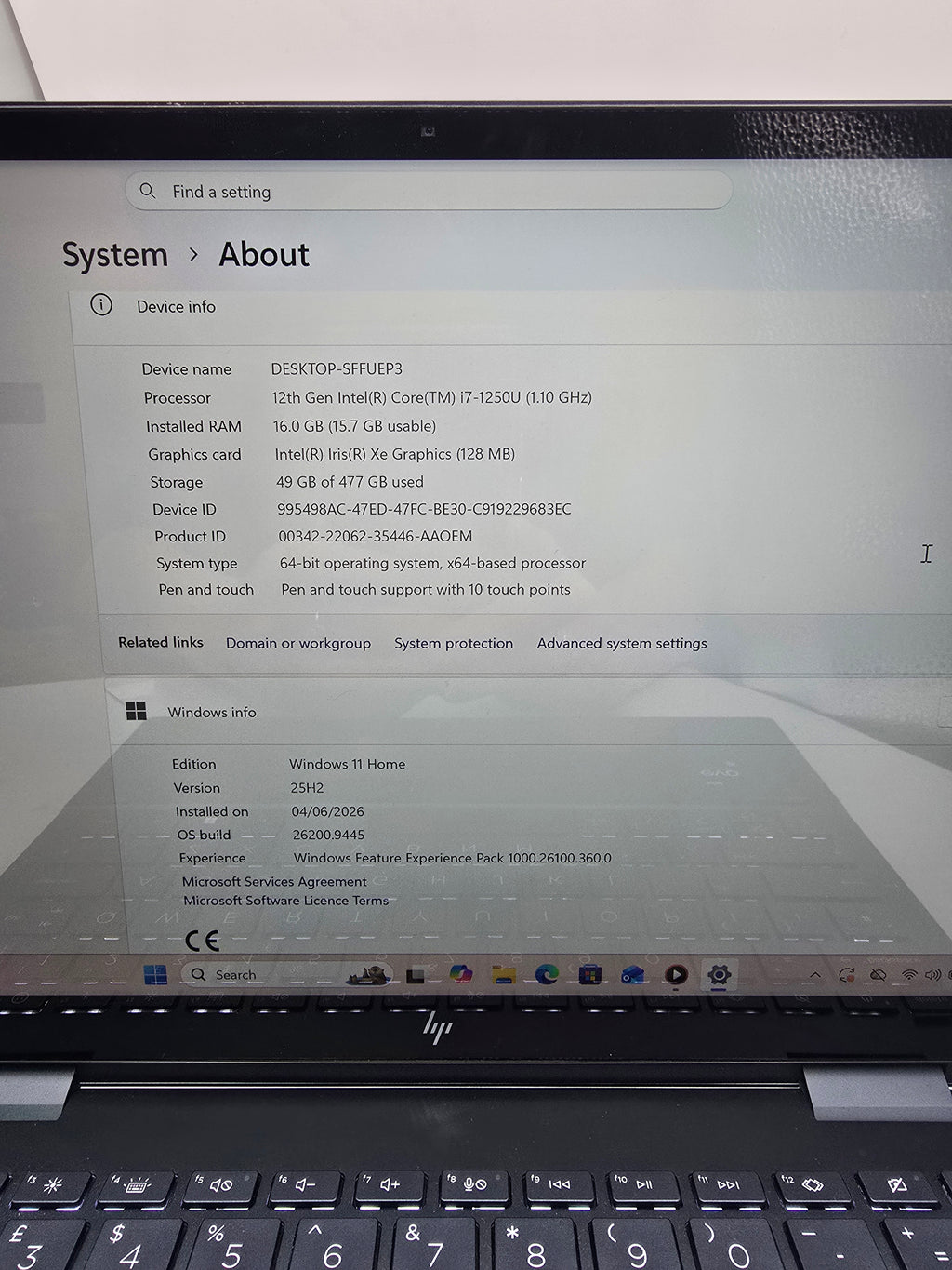 HP Envy x360 2 in 1 laptop 16GB RAM 512GB SSD Blue, Grade B