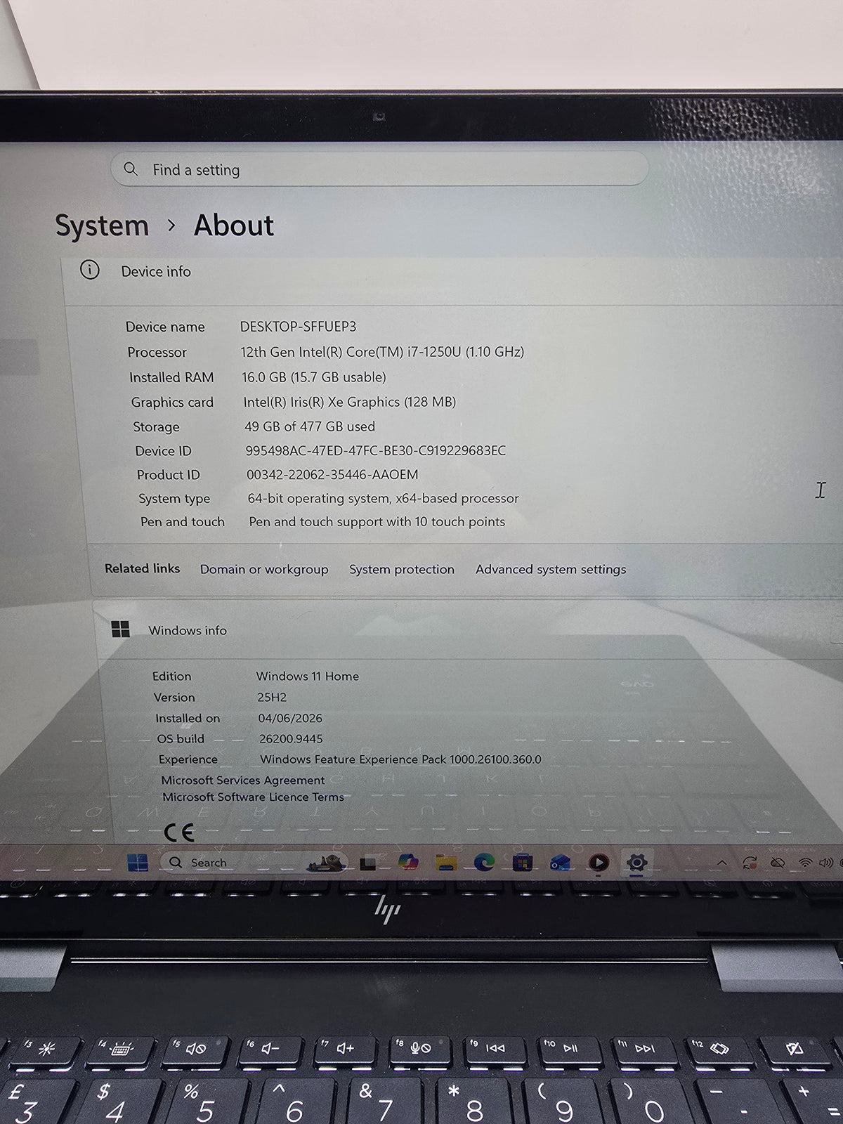 HP Envy x360 2 in 1 laptop 16GB RAM 512GB SSD Blue, Grade B