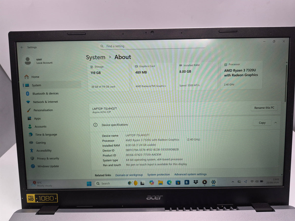 Acer Aspire A314-23P Silver, Grade B