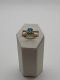 9ct,3.5g Size N,Aqua Coloured Stone Ring
