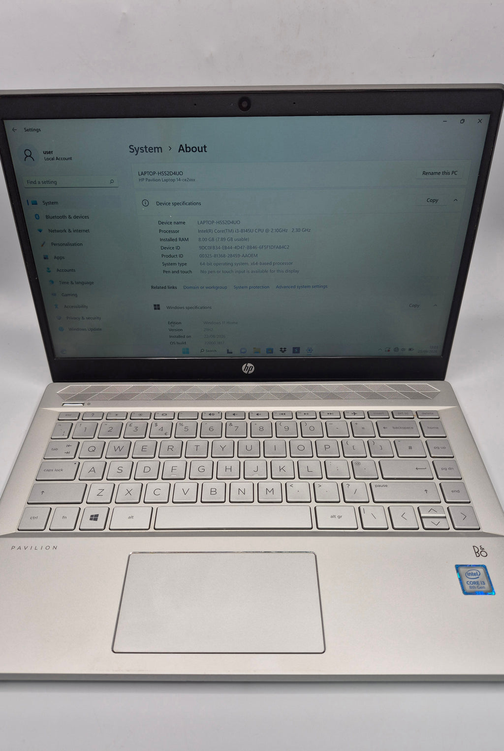 HP PAVILLION I3 237GB Silver, Grade B