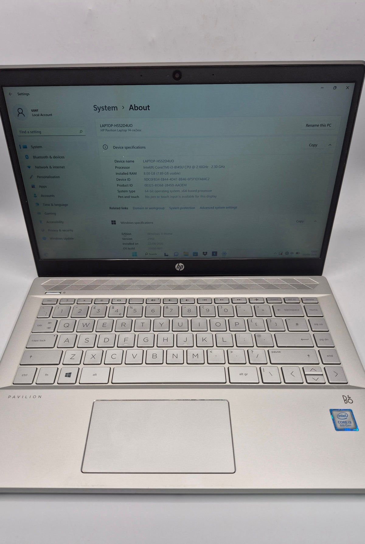 HP PAVILLION I3 237GB Silver, Grade B