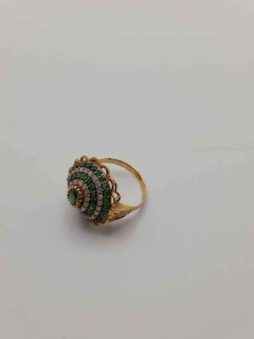 22ct,5g,Size N,Green And Clear Cluster Ring