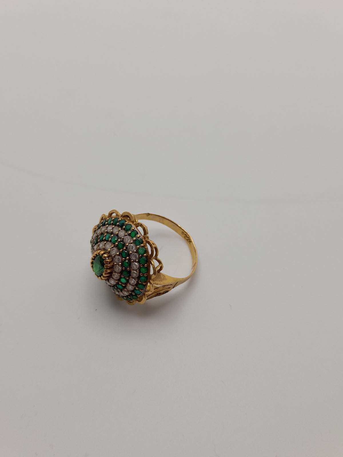 22ct,5g,Size N,Green And Clear Cluster Ring