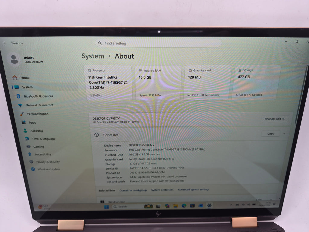 HP spectre x360 laptop 512GB Rose gold, Grade - B