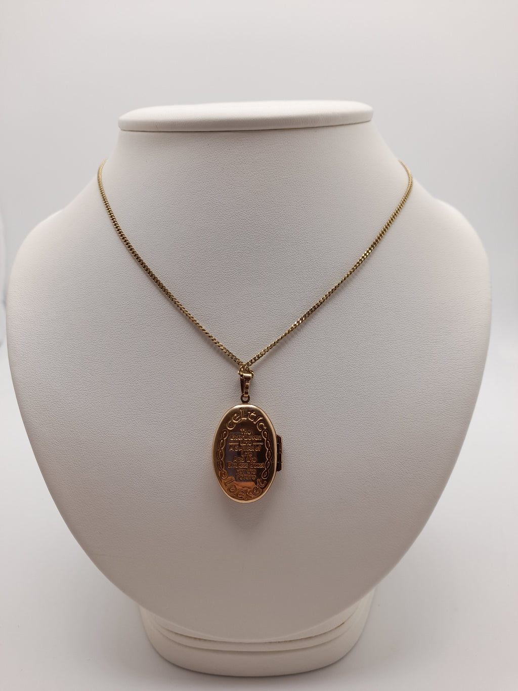 9ct 'Celtic' Locket With 14ct Gold Chain ,9.2g