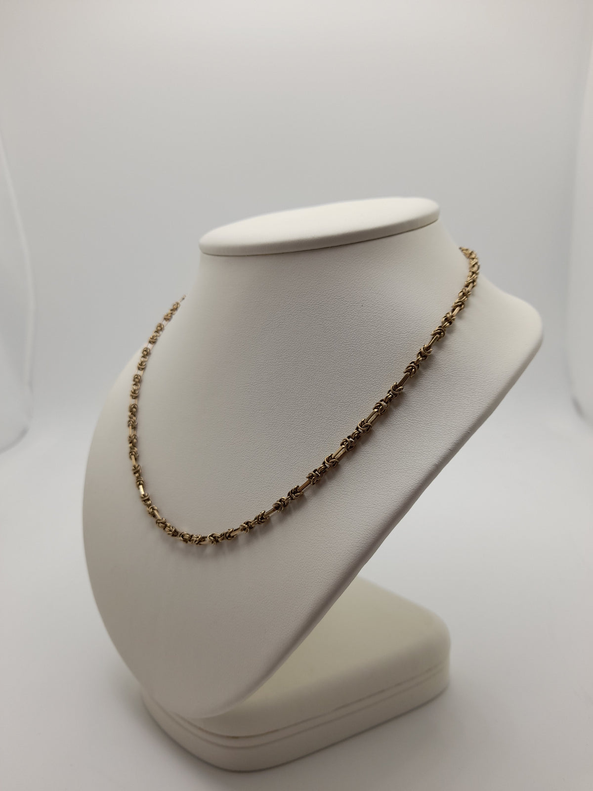 9ct,14.4g,Woven Byzantine Bar Link Style Gold Chain