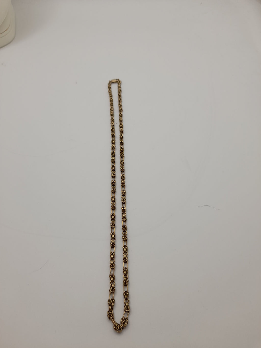 9ct,14.4g,Woven Byzantine Bar Link Style Gold Chain