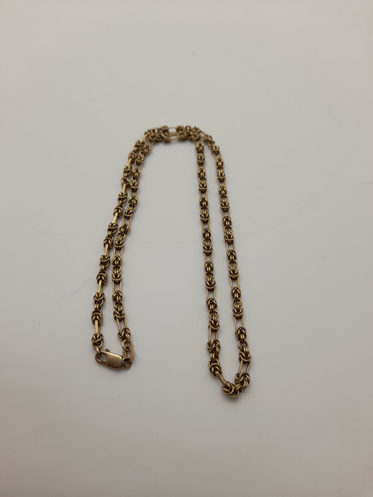 9ct,14.4g,Woven Byzantine Bar Link Style Gold Chain