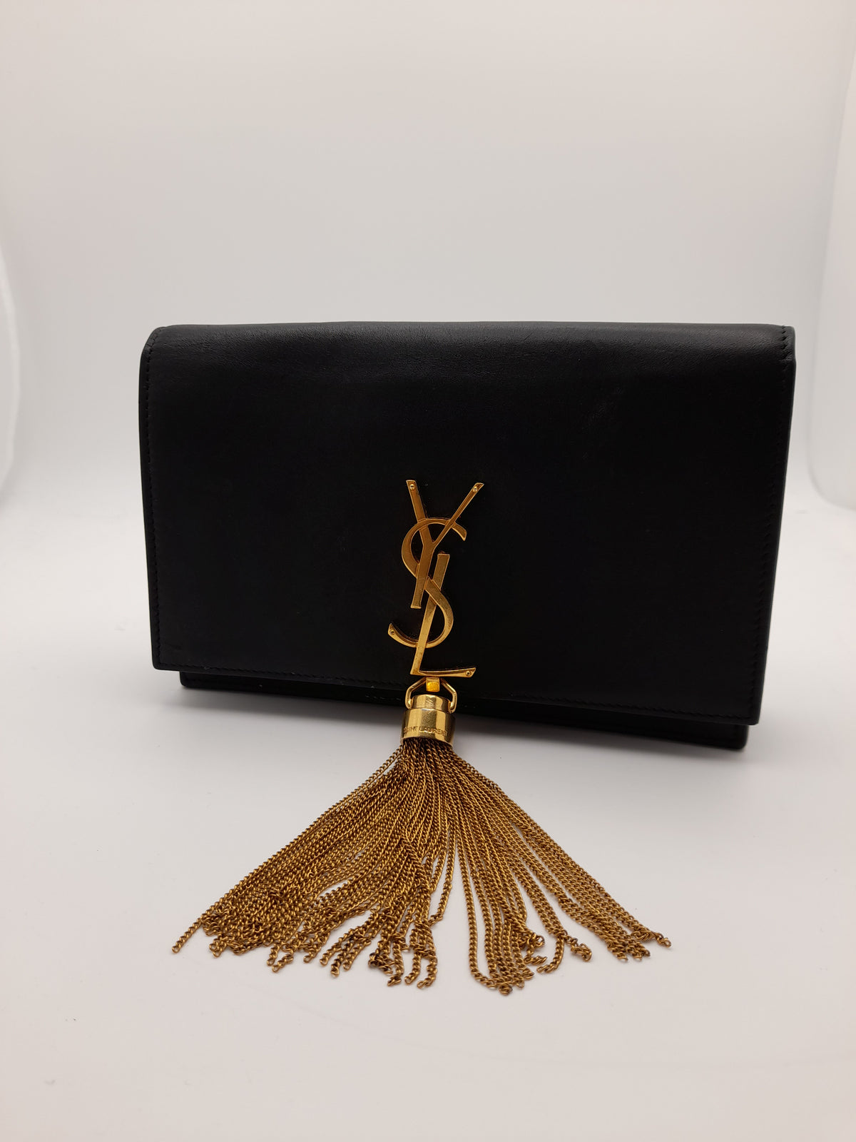 SAINT LAURENT Shoulder Bag Kate Tassel Chain Shoulder leather black Gold
