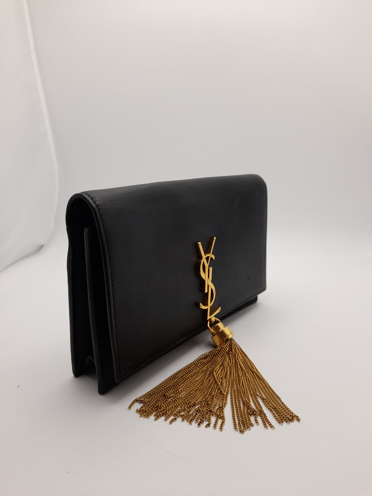 SAINT LAURENT Shoulder Bag Kate Tassel Chain Shoulder leather black Gold