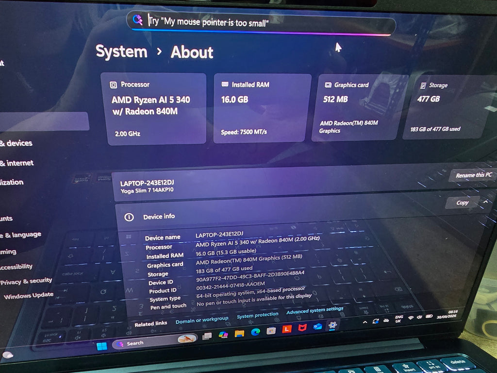 Lenovo Yoga Slim 7 16GB RAM Ryzen 5 Navy Blue, Grade A