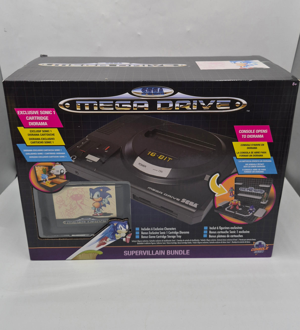 Sega mega drive super villain bundle with 4 dioramas Black, Grade - B