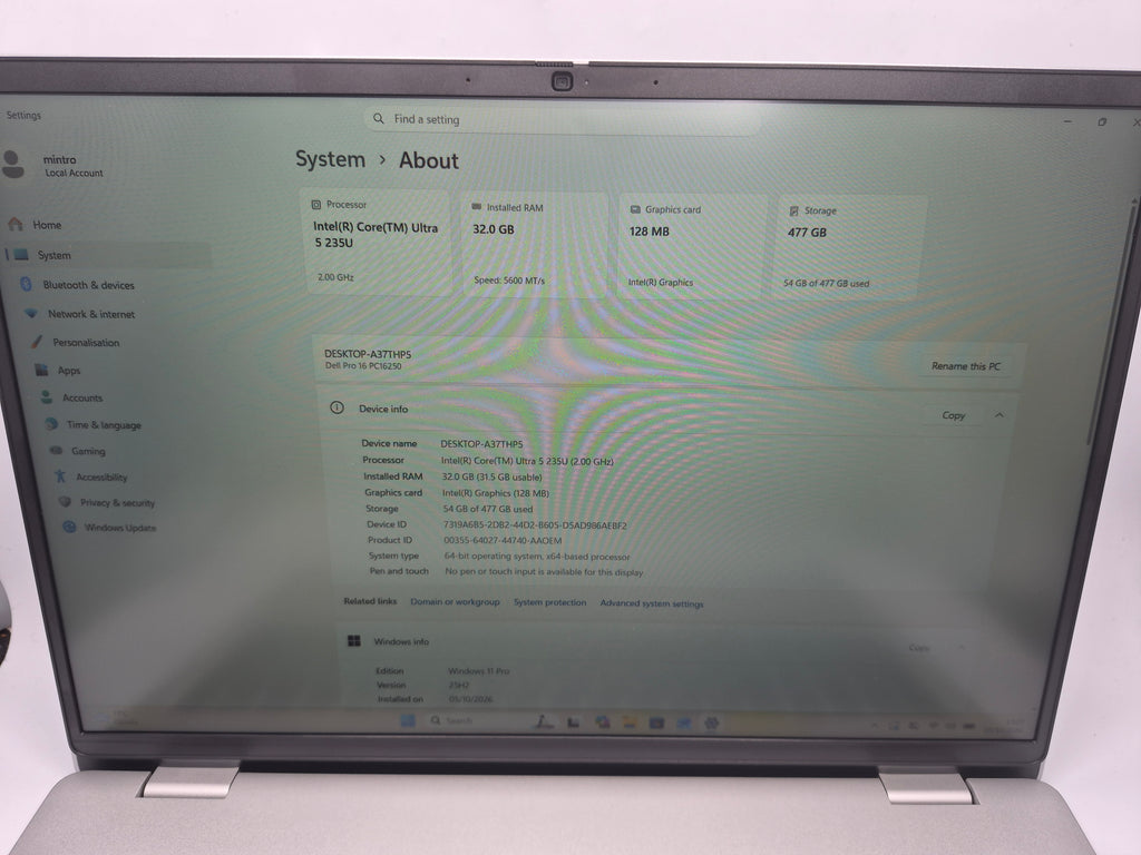 Dell Pro 16 512GB Laptop Silver, Grade B