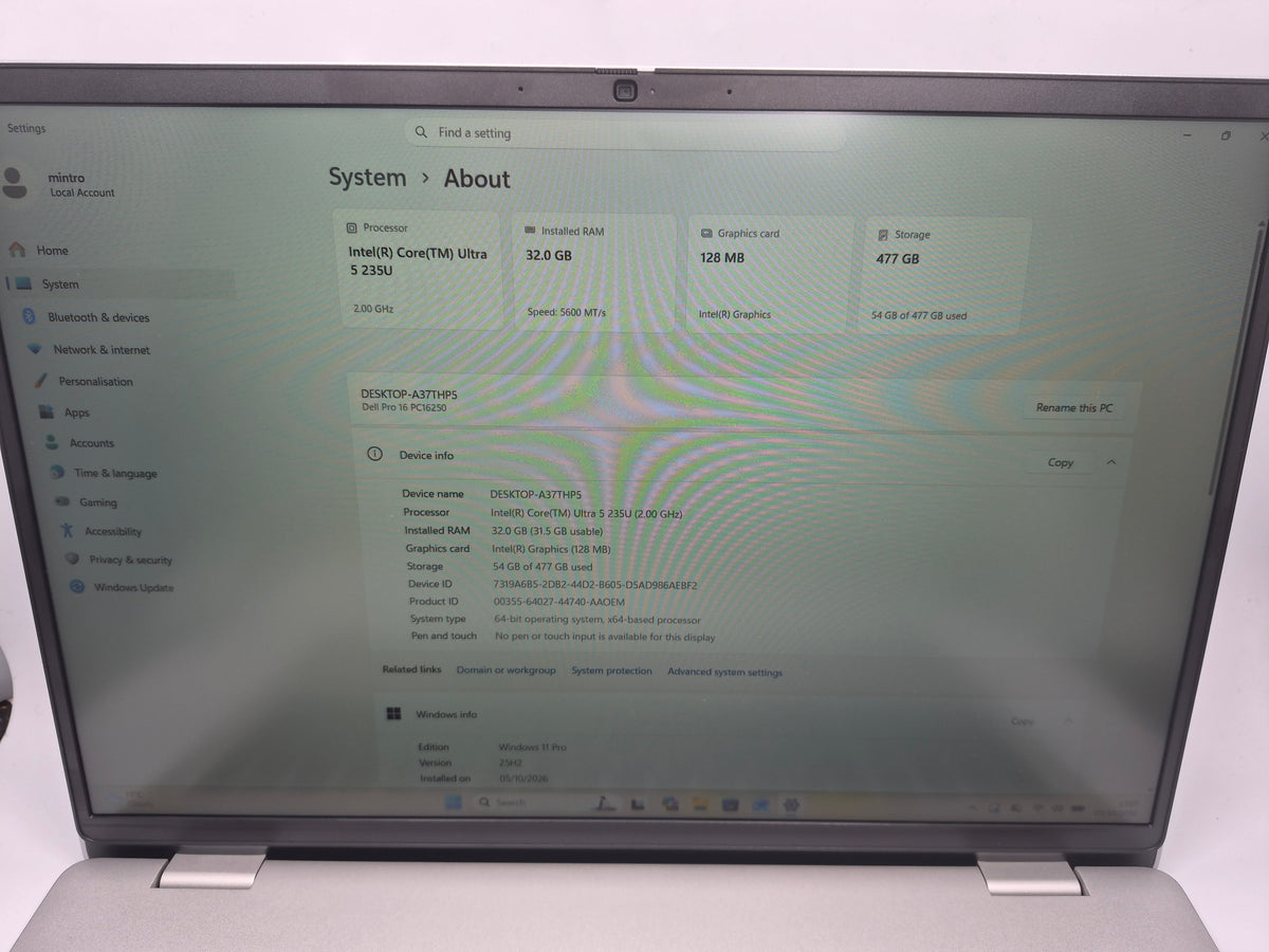 Dell Pro 16 512GB Laptop Silver, Grade B