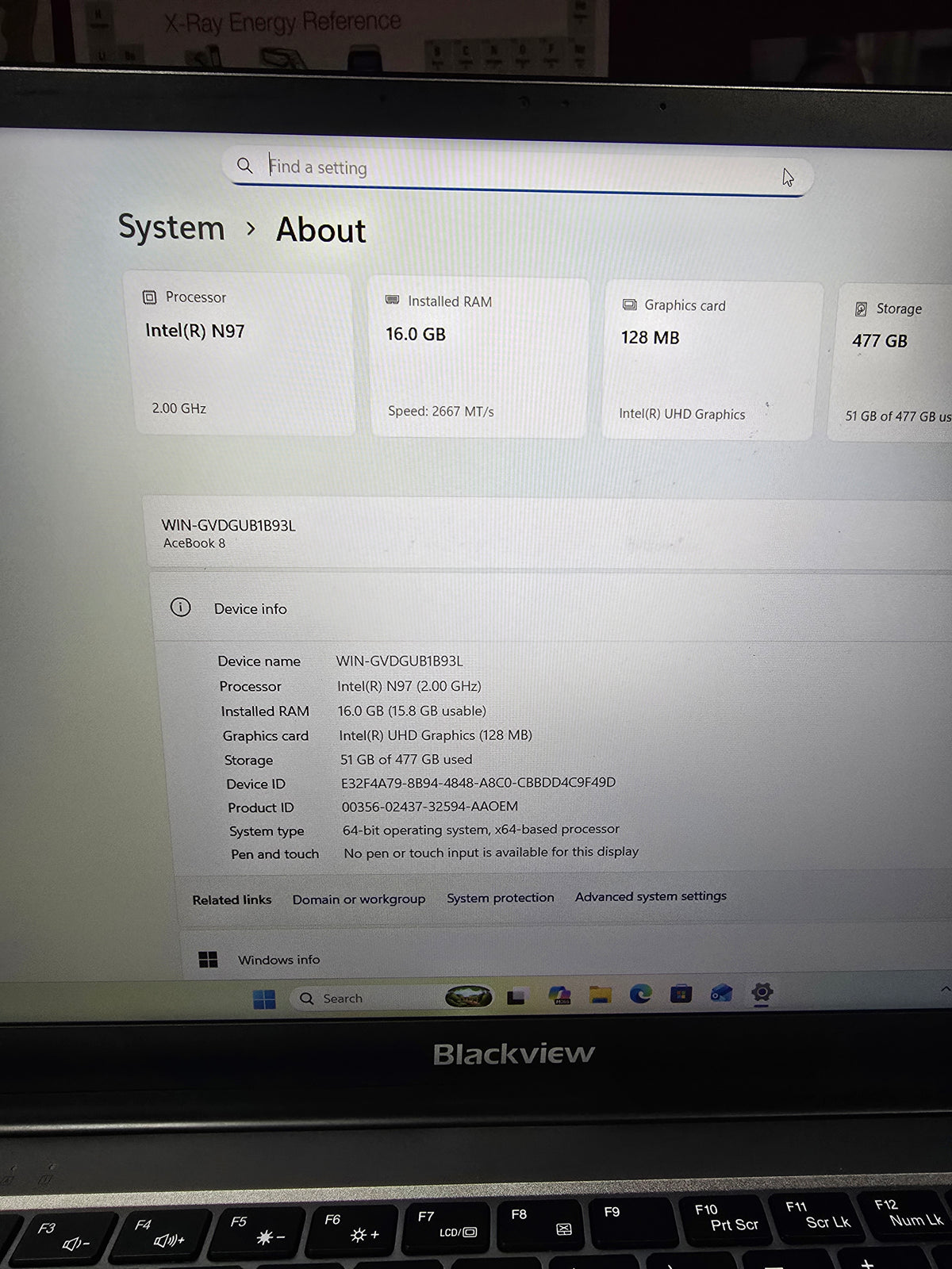 Blackview Acebook 8 Laptop 16GB Ram 500GB Ssd Intel (R) N97 Grey, Grade C