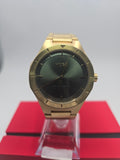 Hugo #LIT Mens green Dial and Gold IP Stainless Steel Bracelet Watch, Grade B