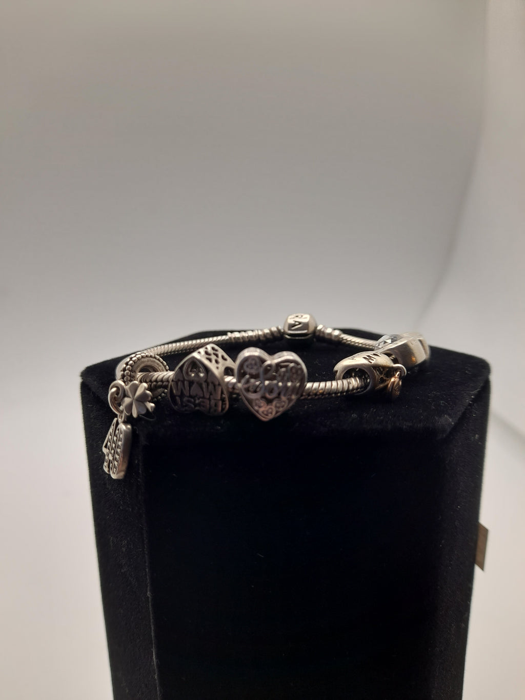 Pandora Charm Braclet With 9 Charms - Grade B