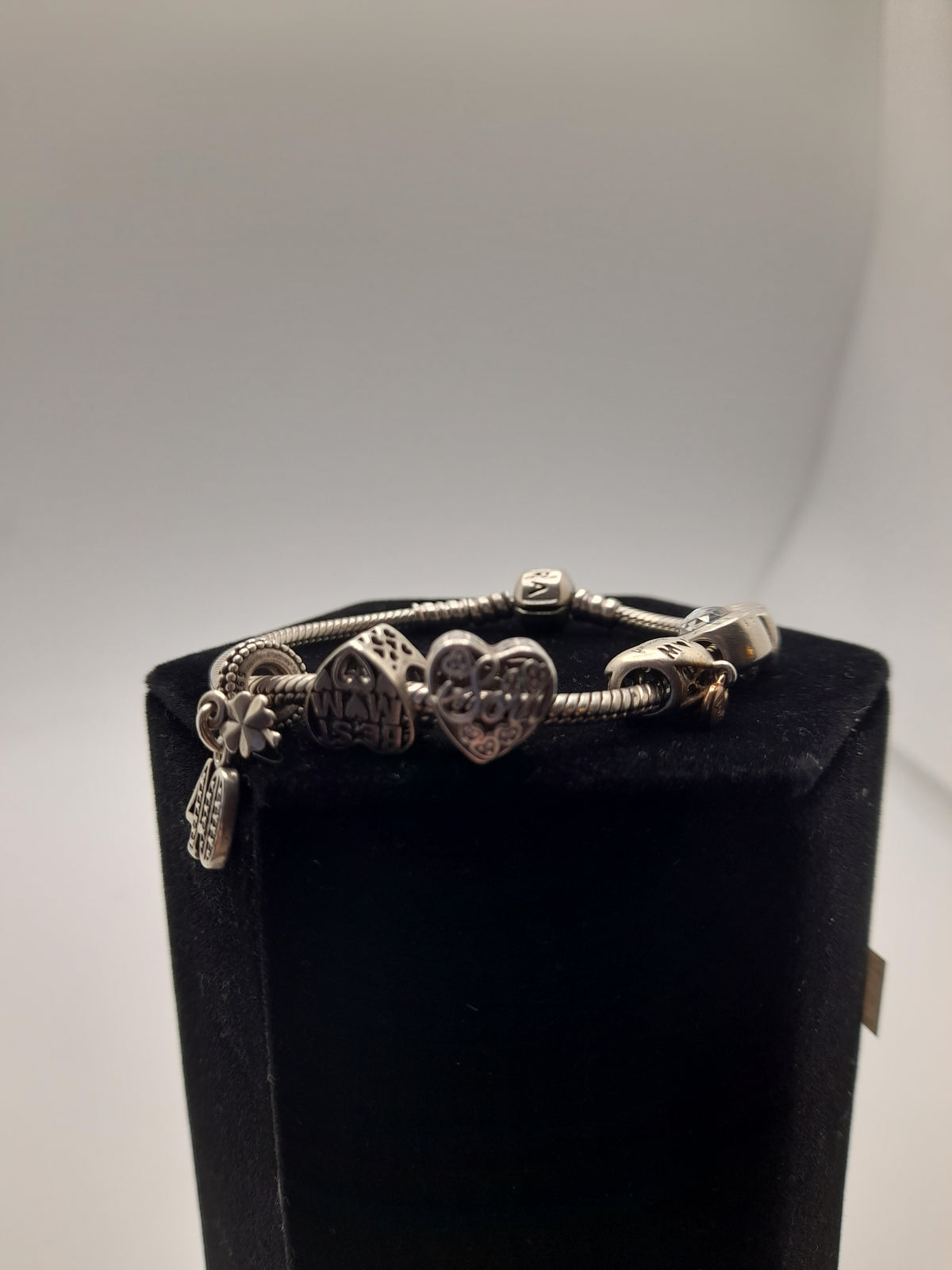 Pandora Charm Braclet With 9 Charms - Grade B