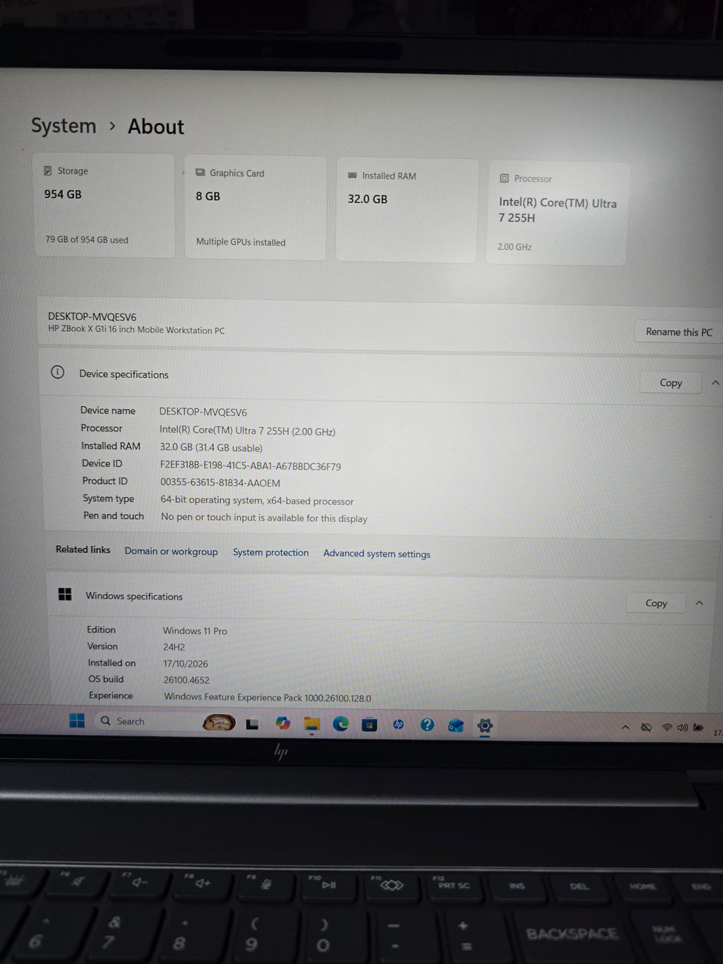 HP Zbook X G1i 16" 32GB Ram 1TB Windows 11 Pro Grey, Grade B