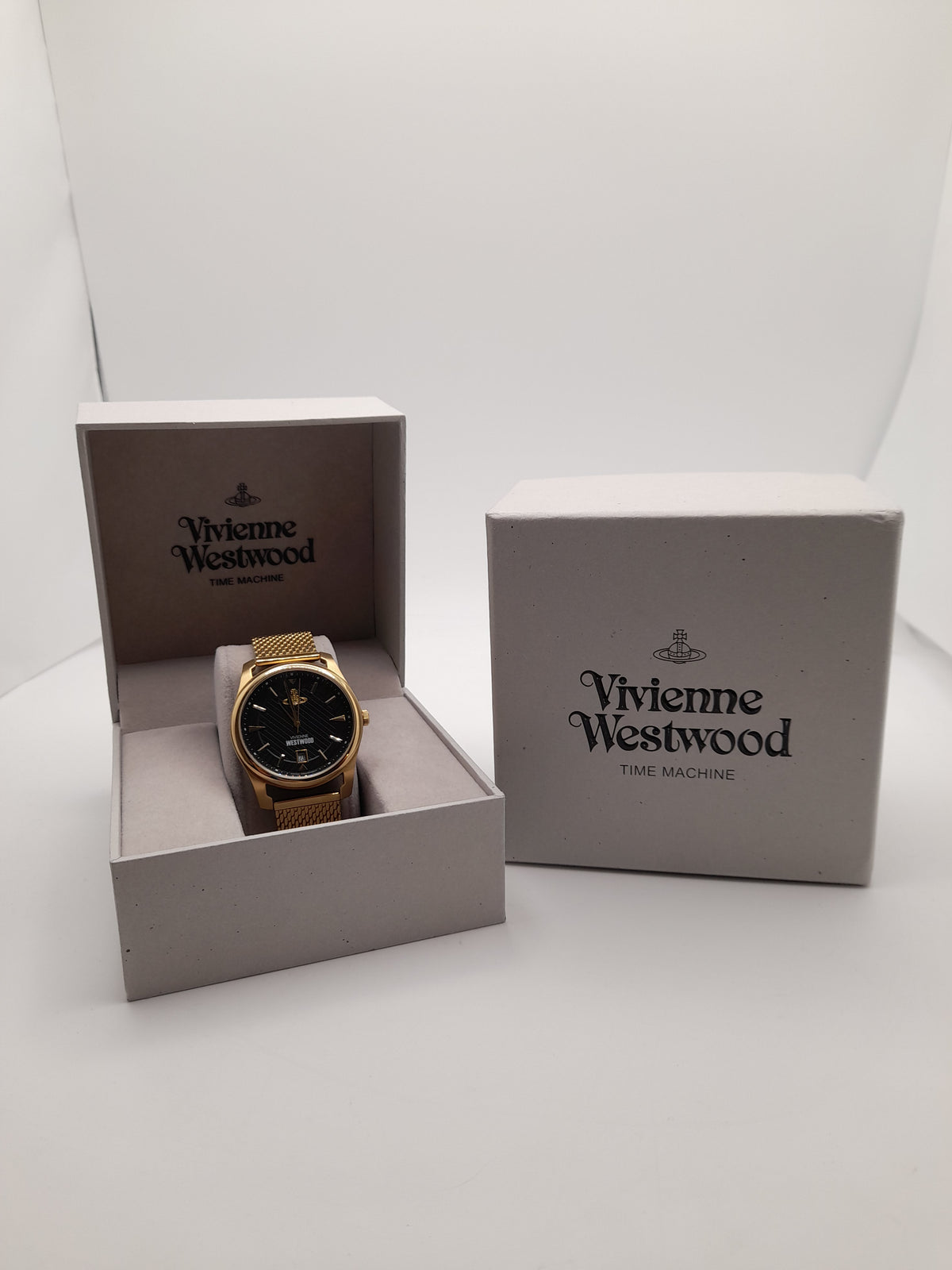 Vivienne Westwood Time Machine Holborn Black Pinstripe Gold Design Watch Time Machine ,Grade A
