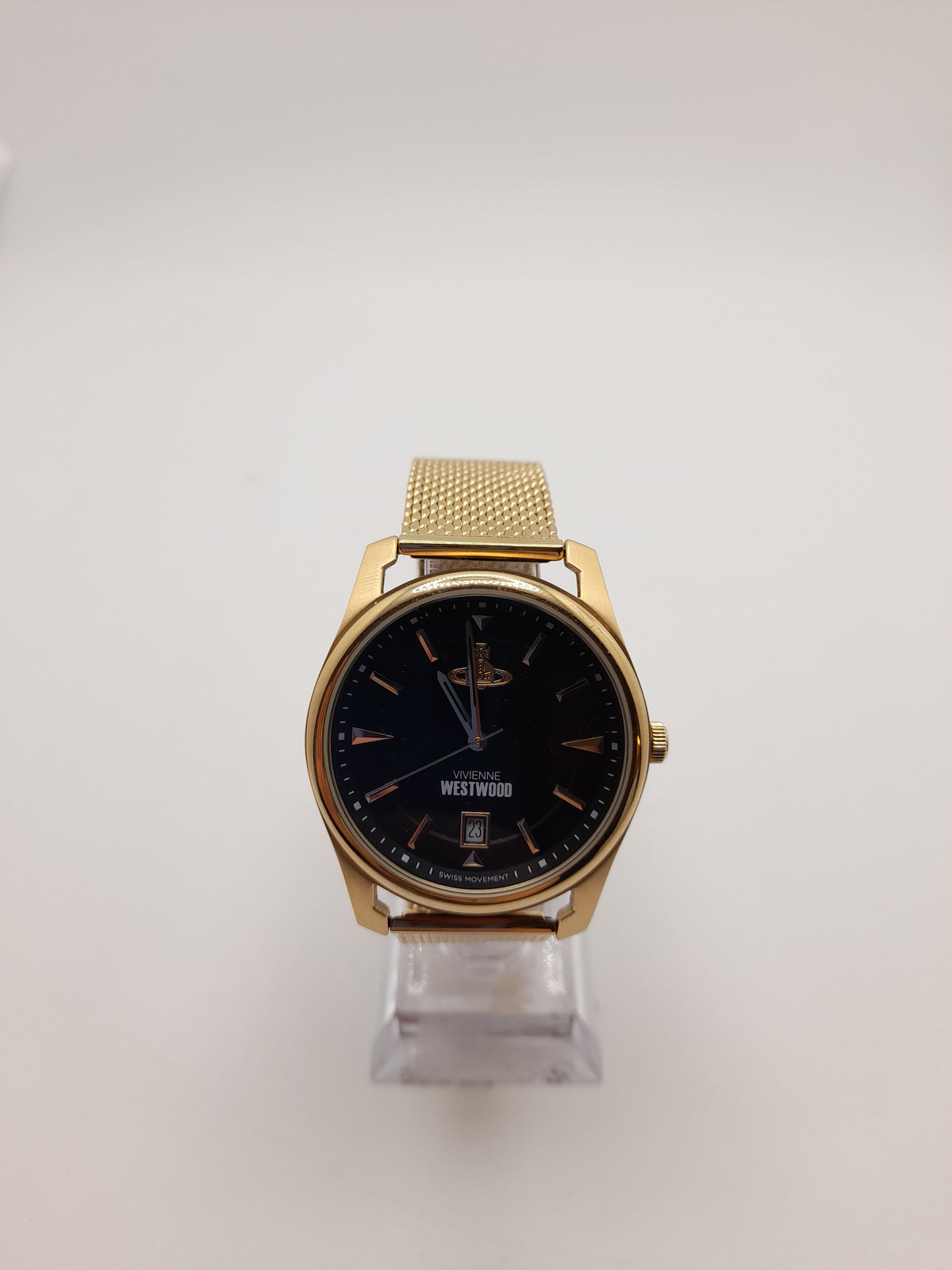 Vivienne Westwood Time Machine Holborn Black Pinstripe Gold Design Watch Time Machine ,Grade A