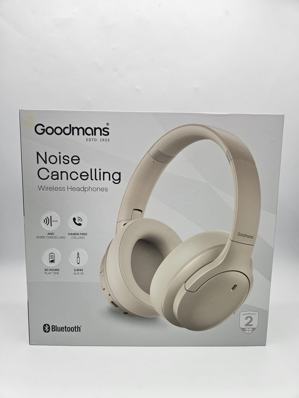 Goodmans noise cancelling headphones Cream, Grade A
