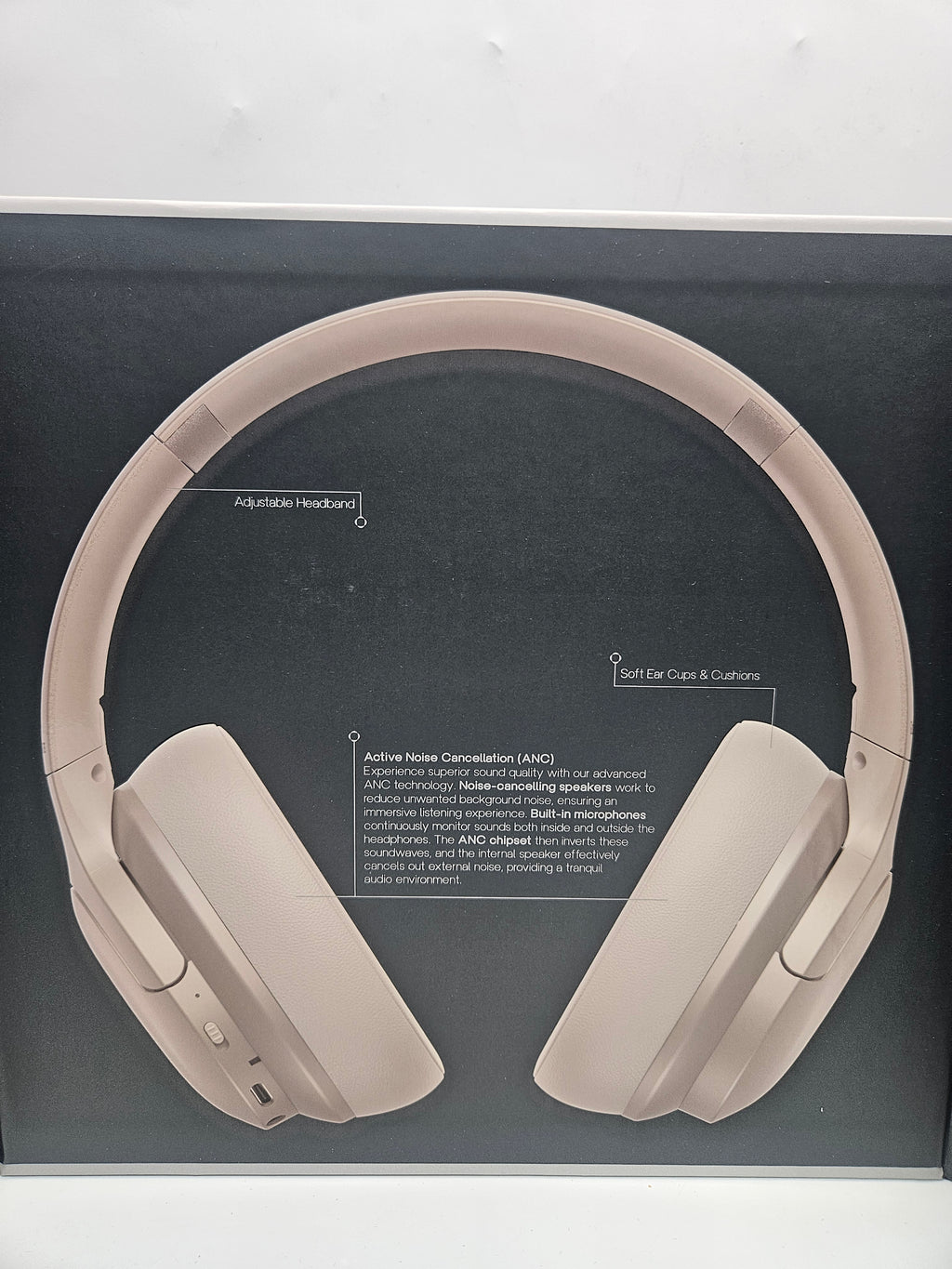 Goodmans noise cancelling headphones Cream, Grade A