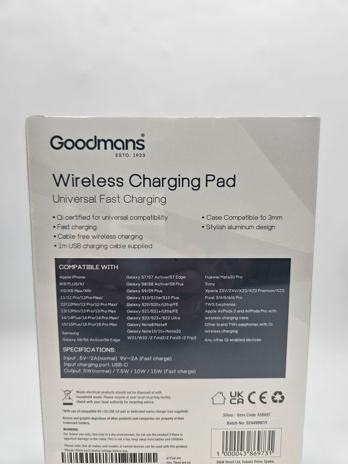 Goodman's wireless Charger White, Grade A