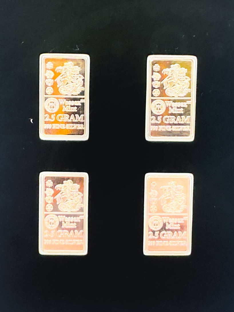 Wessex Mint 4 x 2.5g Silver George and the Dragon Bars