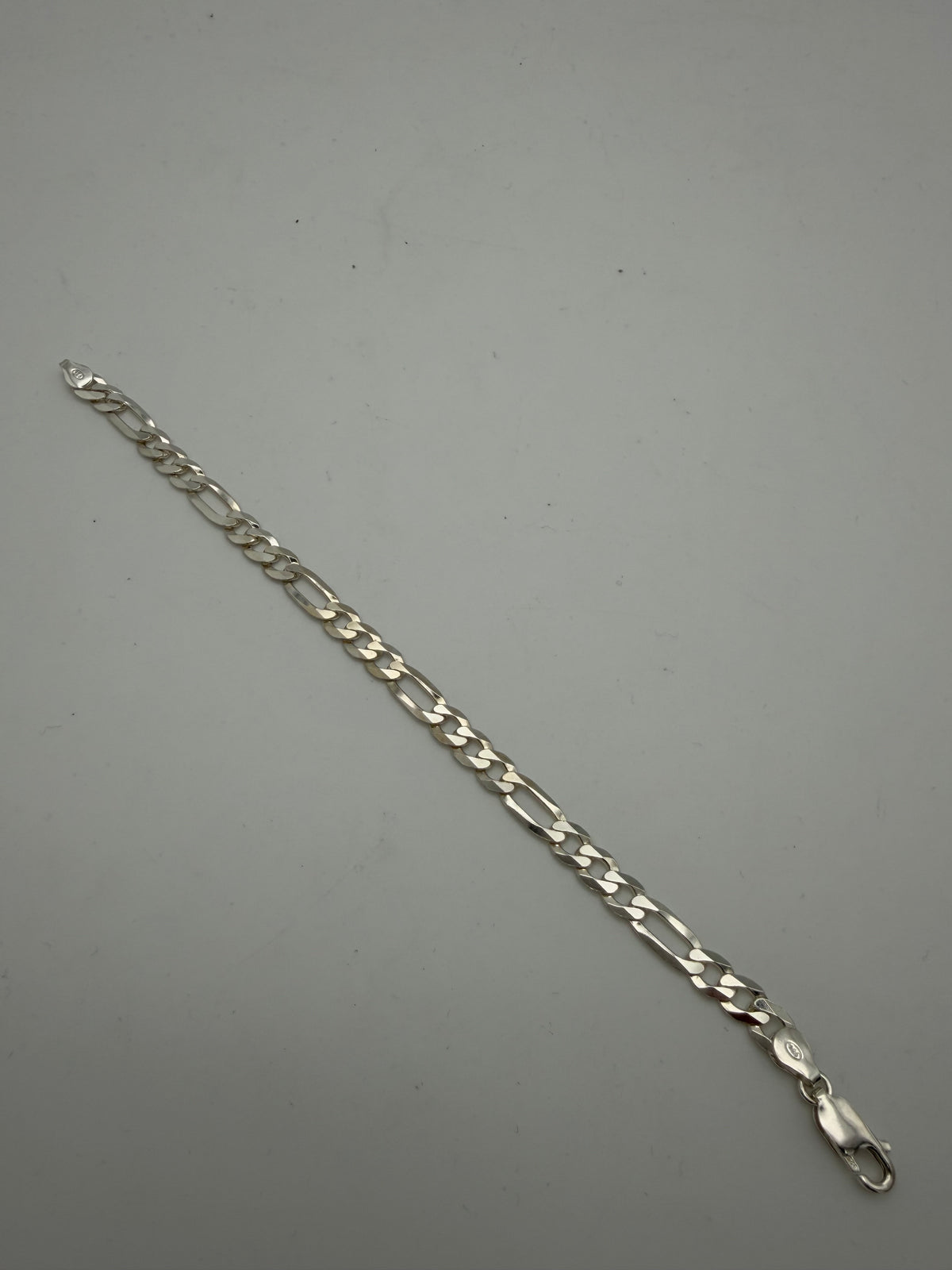 Sterling Silver 925 Figaro Bracelet, 8”, 7.82g, Grade A.