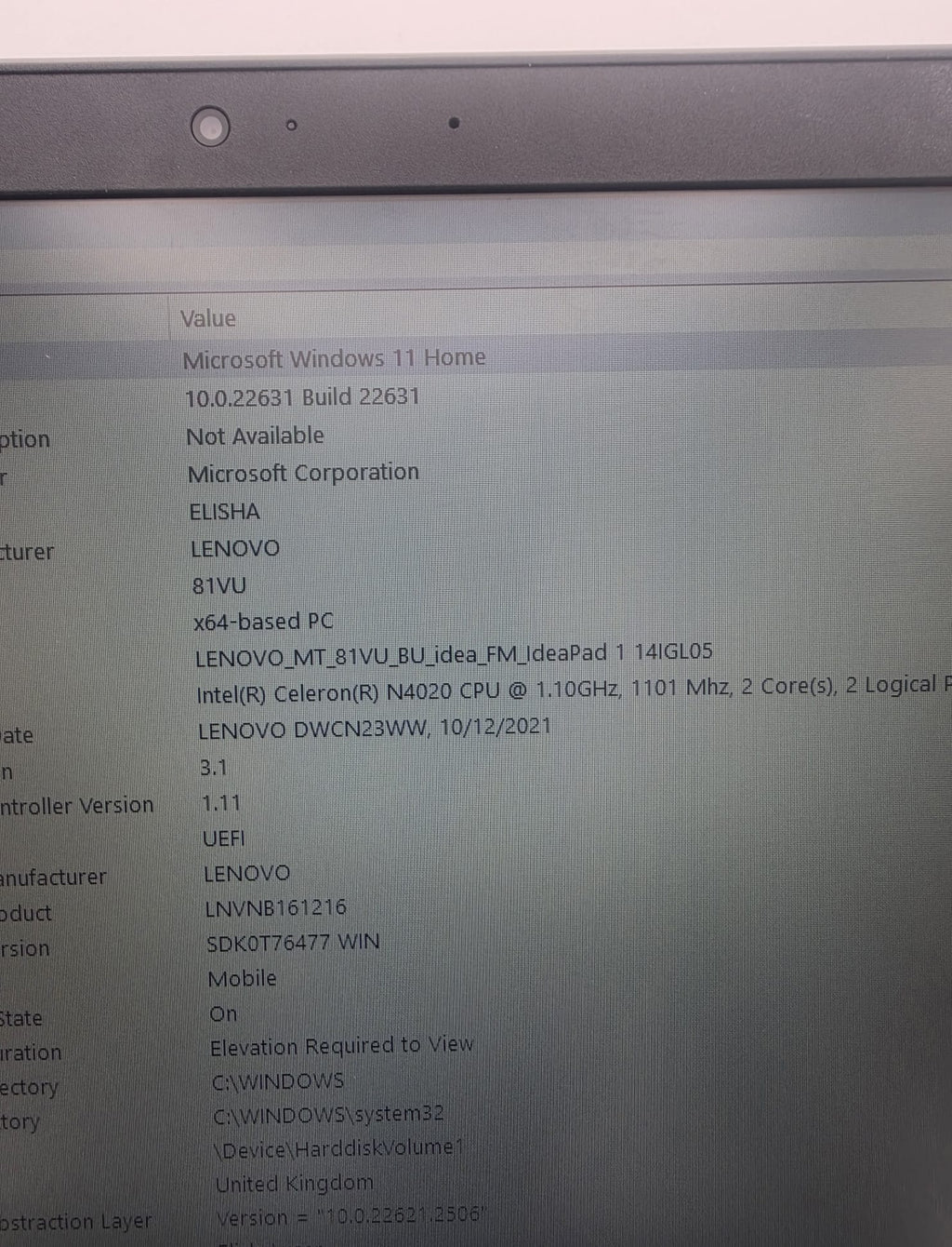Lenovo IdeaPad 1 64GB, Silver, Grade C