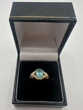 9ct Gold Ring with Light Blue Stone, Size O, 2.61g