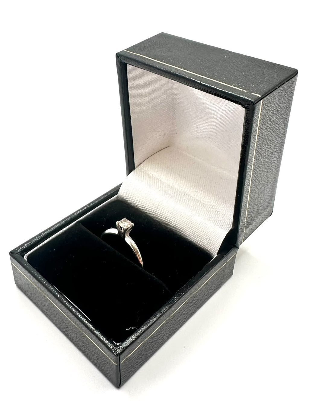 14ct, White Gold, Size N, Single Stone Ring