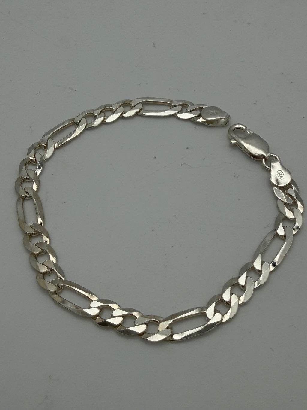 Sterling Silver 925 Figaro Bracelet, 8”, 7.82g, Grade A.